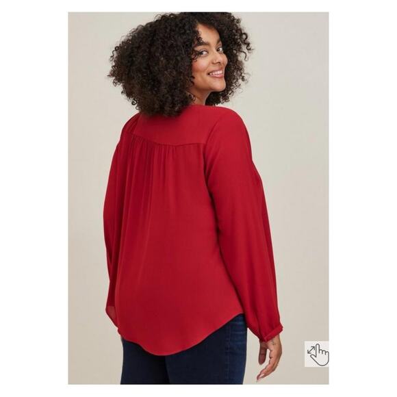 Torrid Burgundy Red Georgette Pintuck Button Front Blouse Sz.1 - Picture 4 of 13